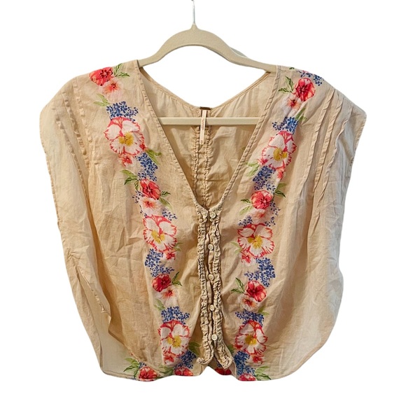 Free People REVOLVE Gardenia Floral Bohemian Lightweight Blouse - Picture 3 of 16